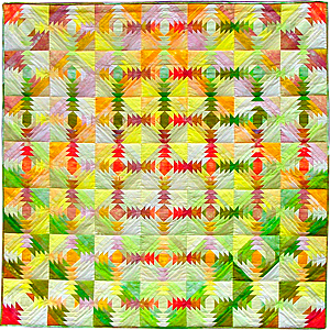 Pineapple Paintbox art quilt by Rose Rushbrooke. Hand dyed cotton fabric, hand and machine stitched. Image copyright © Rose Rushbrooke.