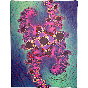 Dancer - fractal quilt by Rose Rushbrooke. Hand stitched - hand dyed cotton fabric. Image copyright © Rose Rushbrooke.