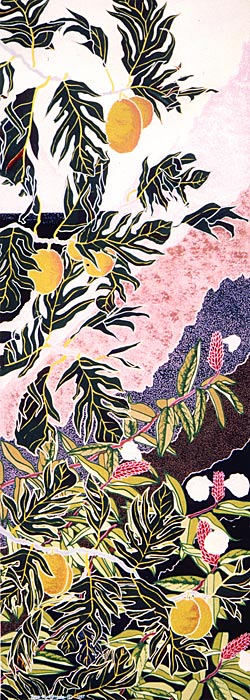 Breadfruit - gouache and ink painting on watercolour paper by Rose Rushbrooke. Image copyright © Rose Rushbrooke.