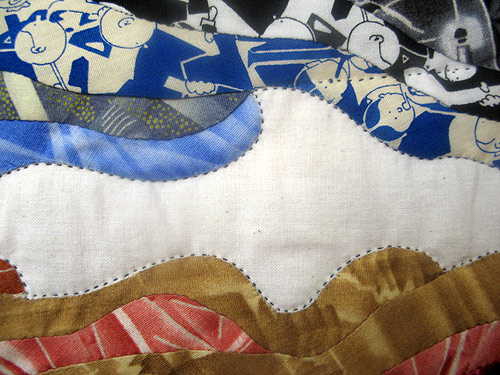 Detail 4 of The Cliffs of Progress - fractal quilt by Rose Rushbrooke. Image copyright © Rose Rushbrooke.