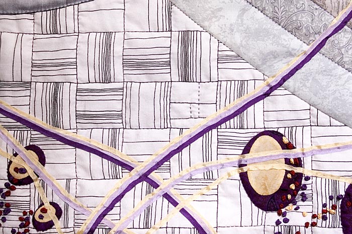 Fractal Ribbons - detail 1 of fractal art quilt by Rose Rushbrooke. Image copyright © Rose Rushbrooke.