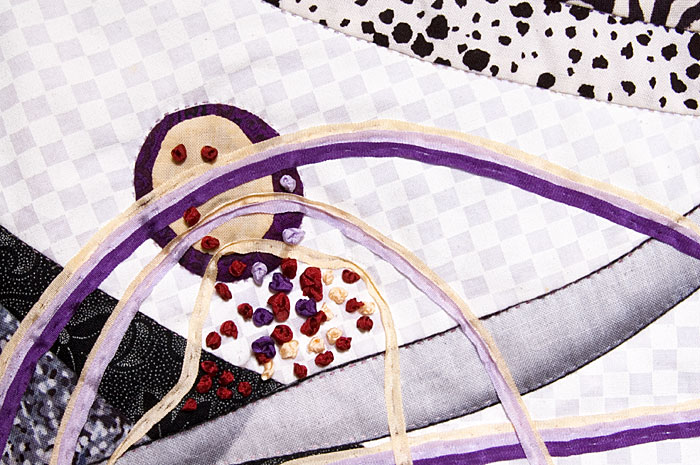 Fractal Ribbons - detail 1 of fractal art quilt by Rose Rushbrooke. Image copyright © Rose Rushbrooke.