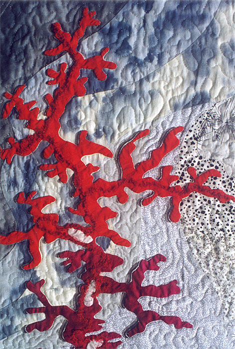 Detail 2 from Fractally Speaking - fractal quilt by Rose Rushbrooke. Image copyright &copy; Rose Rushbrooke.
