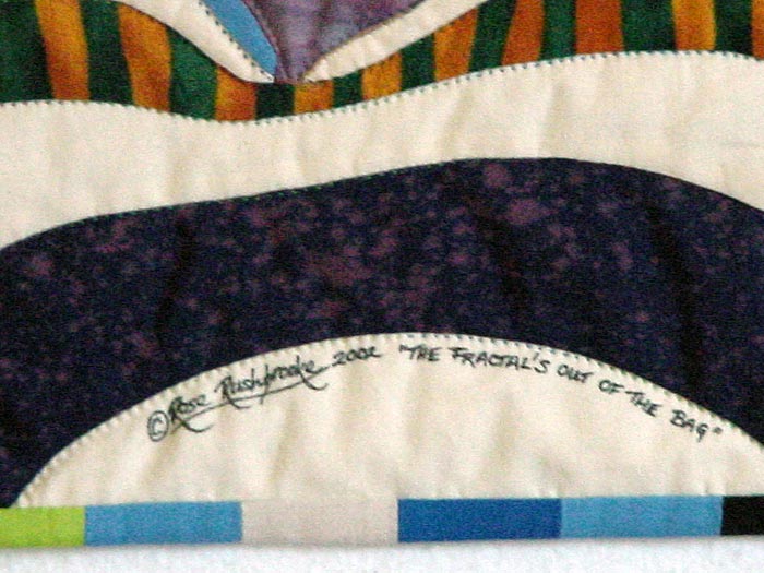 Detail 3 of The Fractal's Out of the Bag - fractal quilt by Rose Rushbrooke. Image copyright &copy; Rose Rushbrooke.