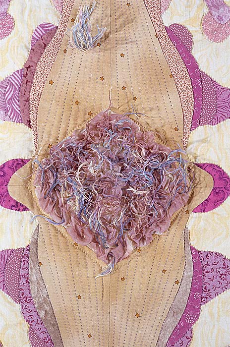 Detail 6 from Les Folies Bergere - fractal quilt by Rose Rushbrooke. Image copyright © Rose Rushbrooke.