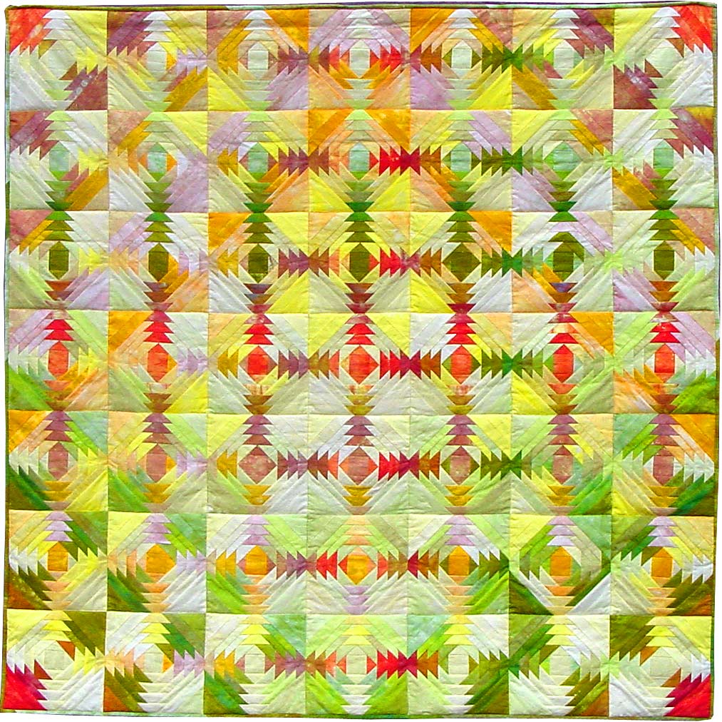 Pineapple Paintbox - art quilt by Rose C Rushbrooke, machine stitched, hand dyed cotton.