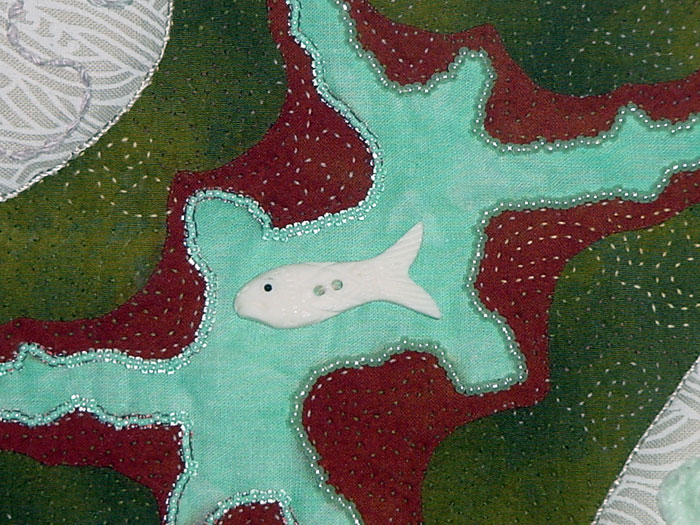 Detail 1 from River Fish - fractal quilt by Rose Rushbrooke. Image copyright &copy; Rose Rushbrooke.
