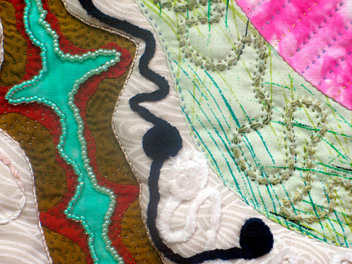 Detail 2 from River Fish - fractal quilt by Rose Rushbrooke. Image copyright &copy; Rose Rushbrooke.